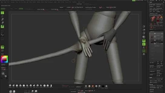 Использование манекенов для настройки поз и скульптинга в ZBrush. ч3