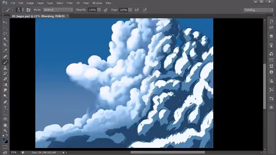 Рисование и раскрашивание облаков в Photoshop. Урок 5
