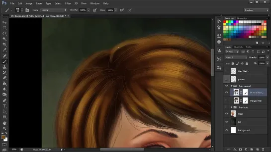 Рисование женской прически в Photoshop. Урок 9