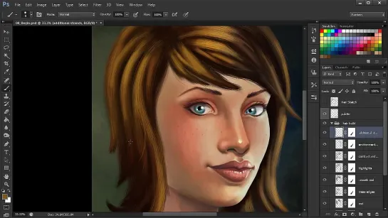 Рисование женской прически в Photoshop. Урок 8