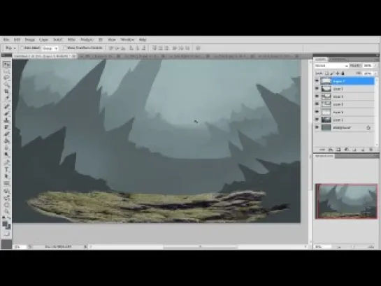 Рисование фэнтезийного пейзажа в Фотошопе. Урок 6
