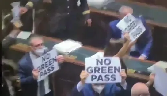 В ИТАЛЬЯНСКОМ ПАРЛАМЕНТЕ. Против зеленого пропуска или GREEN PASS - 2021г