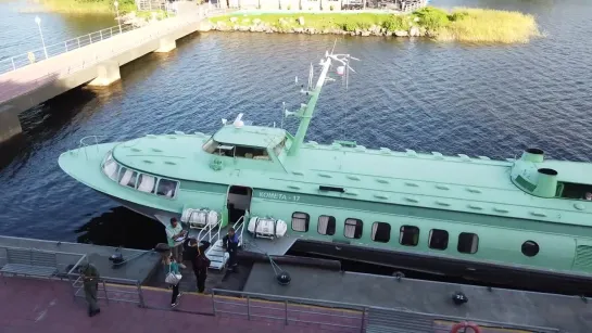 Passenger Hydrofoil Vessel Kometa-17 is preparing to leave Kizhi Island for the Petrozavodsk City