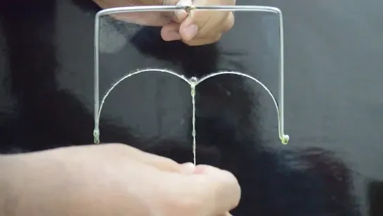 Surface tension of a soap film on a wire-frame