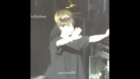 Taekook/Vkook moment | BTS Wings Tour in Sydney: Taehyung ruffling Jungkook's hair