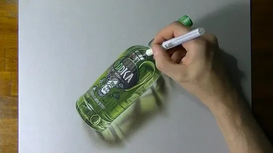 Нарисованная бутылка водки.Drawing timelapse- a bottle of Oddka vodka