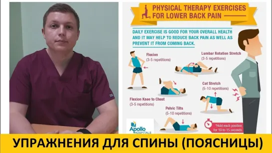 УПРАЖНЕНИЯ НА ПОЯСНИЦУ В ДОМАШНИХ УСЛОВИЯХ | Lower Back Exercises