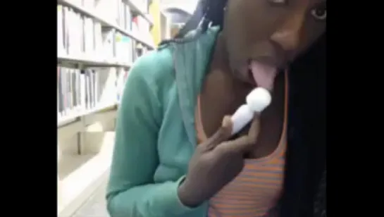 Black whore show pussy play in public library | Porno Library