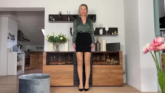 Sasha Nylon Office Outfit mit Kunert Pantyhosе.  "Женские штучки от Насти" (Колготки, чулки)