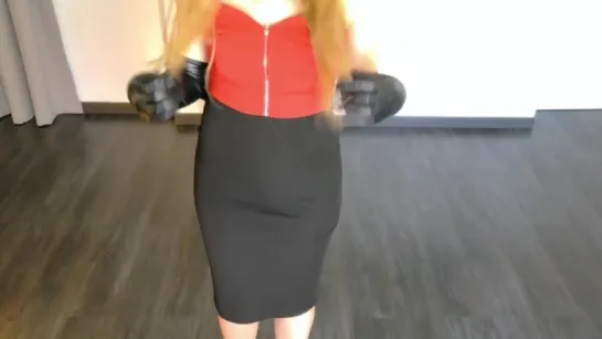 Princesswalks - Office Mistress Playing With Mini Dong - Blonde Goddess In Red Platform Ankle Boots