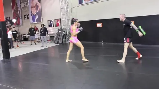 Miesha Tate and Cat Zingano training at TUF 17 Open Workouts