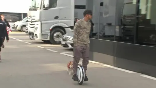 Lewis Hamilton Walks His Dog