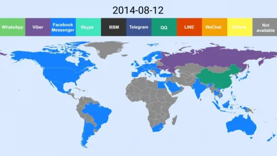 Наиболее популярные мессенджеры на Android (март 2013 - декабрь 2015)