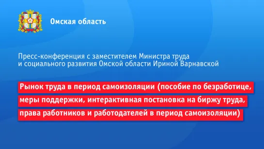 Пресс-конференция: рынок труда в период самоизоляции и меры поддержки безработных жителей Омской области