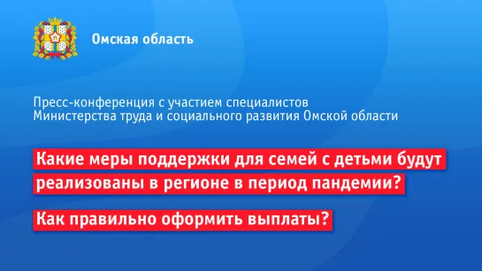 Пресс-конференция: меры поддержки семей с детьми в период пандемии в Омской области