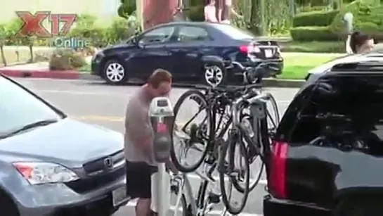 Arnold Schwarzenegger biking with his daugher Christina in Santa Monica