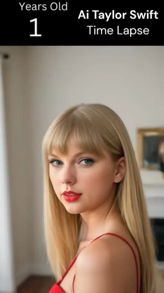 AI time-lapse resembling Taylor Swift, with some artistic interpretation.