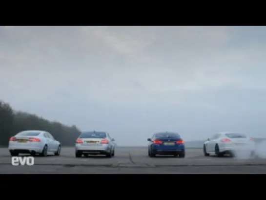 Mercedes E63 vs BMW M5 vs Porsche Panamera vs Jaguar XFR