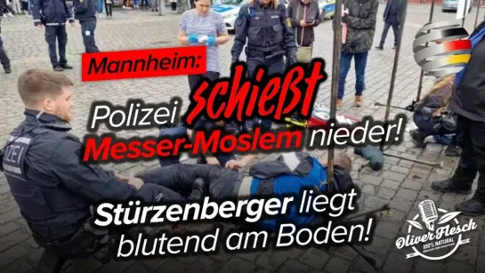 Mannheim: Islam-Kritiker Stürzenberger liegt blutend am Boden, Polizei schießt Messer-Moslem nieder!