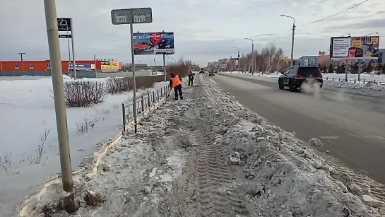 Поездка на грейдер. Уборка снега в Омске