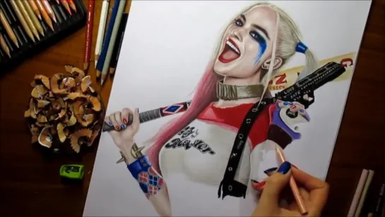 Speed Drawing-Harley Quinn-Margot Robbie in Suicide Squad-Jasmina Susak