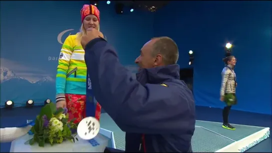 Womens super combined standing Victory Ceremony _ Alpine skiing _ Sochi 2014 Paralympic