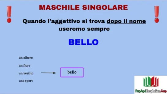 L’AGGETTIVO “BELLO” (parte 1: IL SINGOLARE)