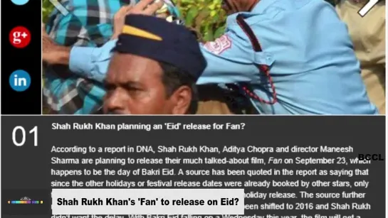 Shah Rukh Khan's 'Fan' to release on Eid - TOI