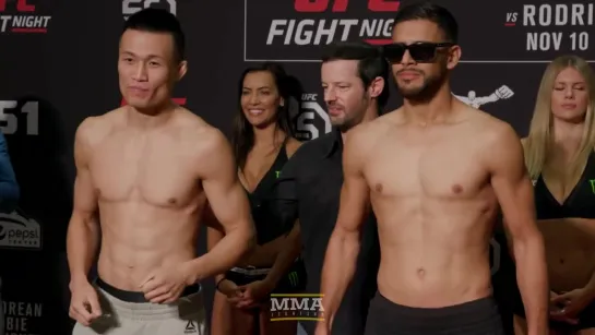 UFC Denver- Korean Zombie vs. Yair Rodriguez Weigh-In Staredown - MMA Fighting