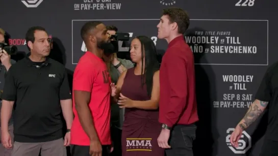 UFC 228_ Tyron Woodley vs. Darren Till Media Day Staredown - MMA Fighting