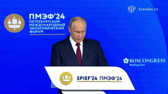 Путин на пленарном заседании ПМЭФ 2024