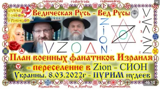 Переселение Израиля в Zion - СИОН Украины. 8.03.2022г ПУРИМ иудеев.