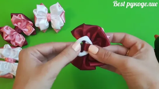 Бантики из атласной ленты 2,5 см.Beautiful bow of satin ribbons.