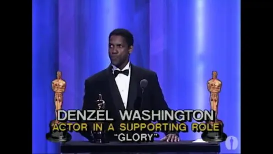 Denzel Washington Wins Supporting Actor- 1990 Oscars