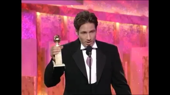 David Duchovny Wins Best Actor TV Series Drama X Files Golden Globes (1997)