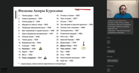 Занятие 5. Акира Куросава. Кино глазами режиссёров. Синхронизация