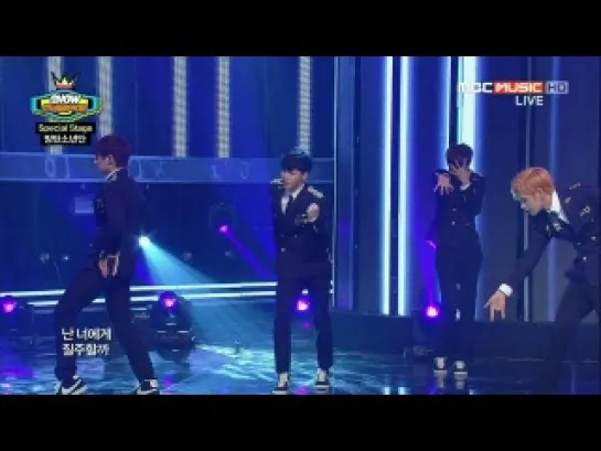 140319 MBC  Show Champion Opening Stage - B.A.P (Yongguk + Zelo), BTS (Rap Monster + SUGA), Topp Dogg (Kidoh + Jenissi) + Special Stage BTS – This Love + T.O.P.