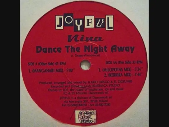 NINA - Dance The Night Away (Manganari Mix) 1994 JOYFUL by ILARIO DRAGO