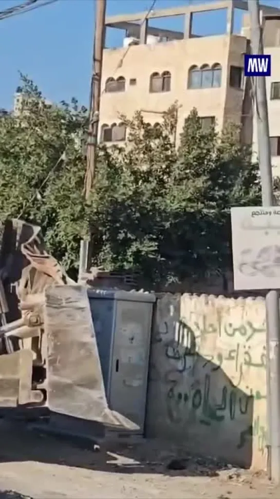 The moment an explosive device was detonated on an IDF bulldozer destroying the infrastructure in Jenin, West Bank