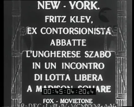 New-York. Fritz Kley, ex contorsionista abbatte lungherese Szabo in un incontro