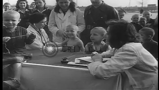 Nurse examines a bald headed boy. HD Stock Footage