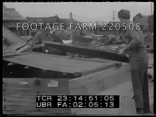 Korean War, Winter_ US Troops, Building Makeshift Shelter, 1951 _ 220508-03 _ Footage Farm Ltd [vSINqM7t-lw]