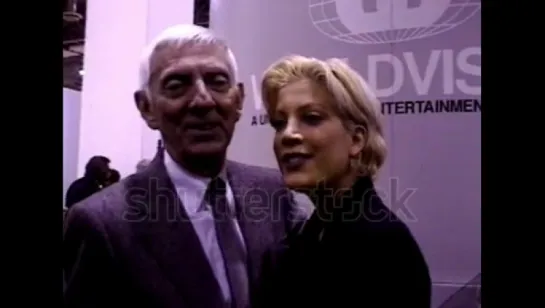 LAS VEGAS - January 25, 1995: Tori Spelling and Aaron Spelling at the NAPTE International Press Conference in the Sands Expo Cen