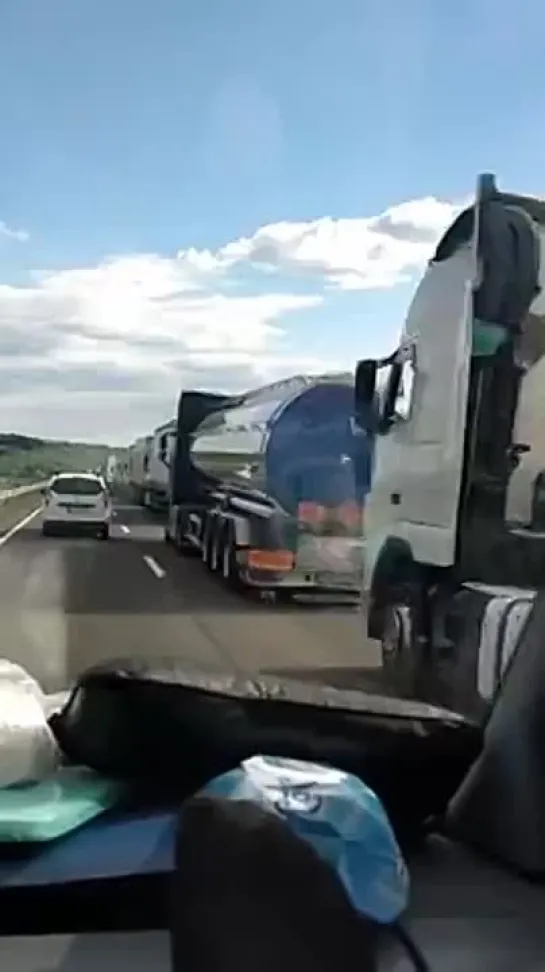 The Great Ukrainian Grain Theft Line of trucks 4 miles (6km)