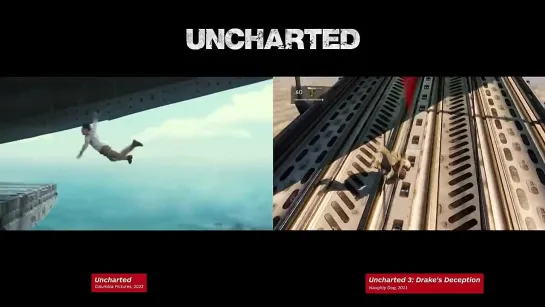 Uncharted Game vs Movie Trailer Plane Scene Comparison