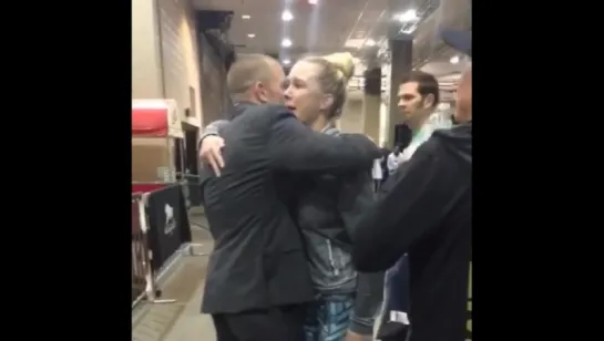 GSP consoling Holly Holm after her UFC 196 loss