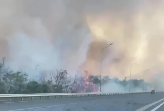 ⚡️Ландшафтный пожар произошел в Волгодонске в Ростовской области на площади 700 квадратных метров, — ГУМЧС по региону.