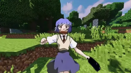 Ayanami Rei Running in Minecraft