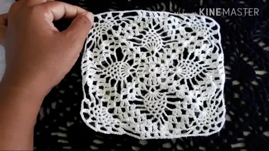 Crochet ลายสับปะรดสี่ทิศ