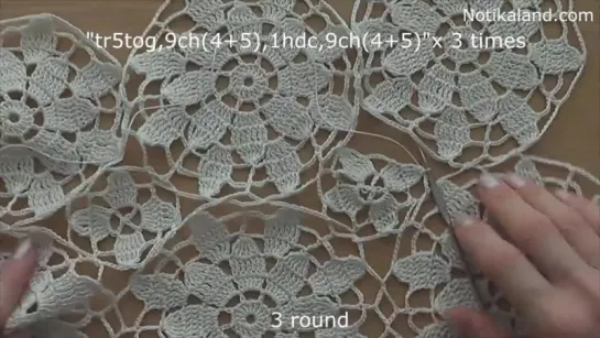 CROCHET motif doily tablecloth blanket tutorial Part 3